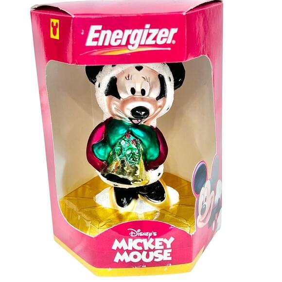 Vintage Energizer Disney's Mickey & Minnie Mouse Blown Glass Christmas Ornament - Picture 2 of 5